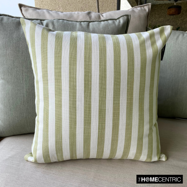 Stripe Plush Green - Green Cotton Decorative Throw Cushion Cover