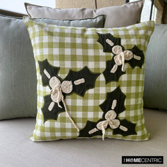 Mistle Bliss - Green Cotton Decorative Throw Cushion Cover