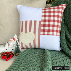 Heart Check - Red Cotton Decorative Throw Cushion Cover