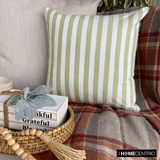 Stripe Plush Green - Green Cotton Decorative Throw Cushion Cover