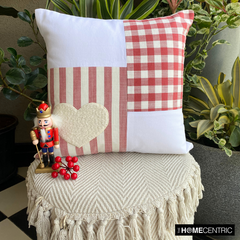 Heart Check - Red Cotton Decorative Throw Cushion Cover