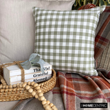 Checkmate Green - Green Cotton Decorative Throw Cushion Cover