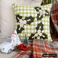 Mistle Bliss - Green Cotton Decorative Throw Cushion Cover