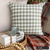 Checkmate Green - Green Cotton Decorative Throw Cushion Cover