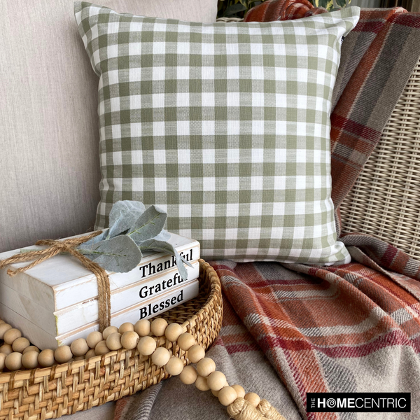 Checkmate Green - Green Cotton Decorative Throw Cushion Cover