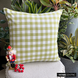 Checkmate Verde - Green Cotton Checkered Throw Cushion Cover