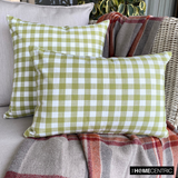 Checkmate Verde - Green Cotton Checkered Throw Cushion Cover