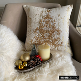 Ornamental Tree - Gold Velvet Decorative Throw Cushion Cover