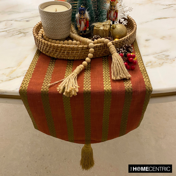 Sumac Stripe - Rust & Red Linen Decorative Table Runners