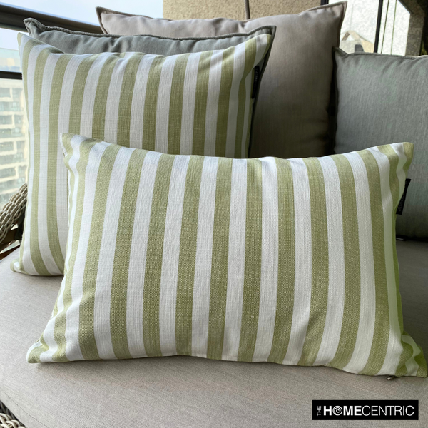 Stripe Plush Green - Green Cotton Decorative Throw Cushion Cover