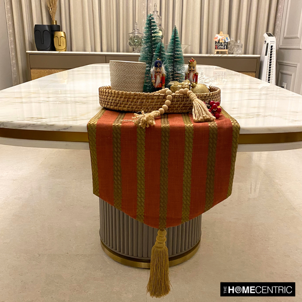 Sumac Stripe - Rust & Red Linen Decorative Table Runners