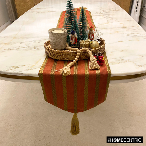 Sumac Stripe - Rust & Red Linen Decorative Table Runners