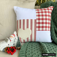 Heart Check - Red Cotton Decorative Throw Cushion Cover