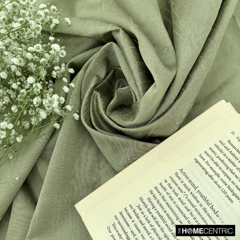 Taupe Green Art Silk / Faux Silk Fabric By The Metre