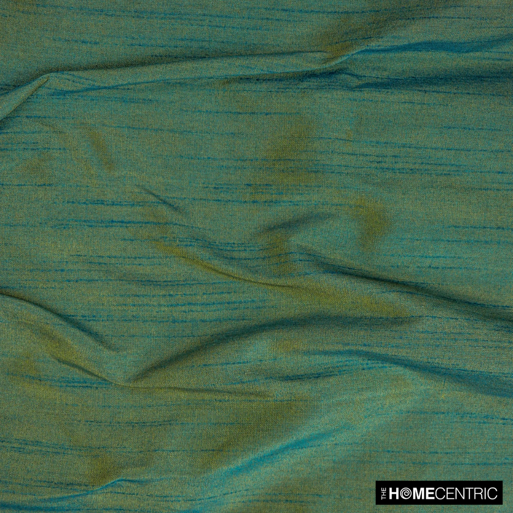 Teal and Yellow Art Silk / Faux Silk Fabric By The Metre