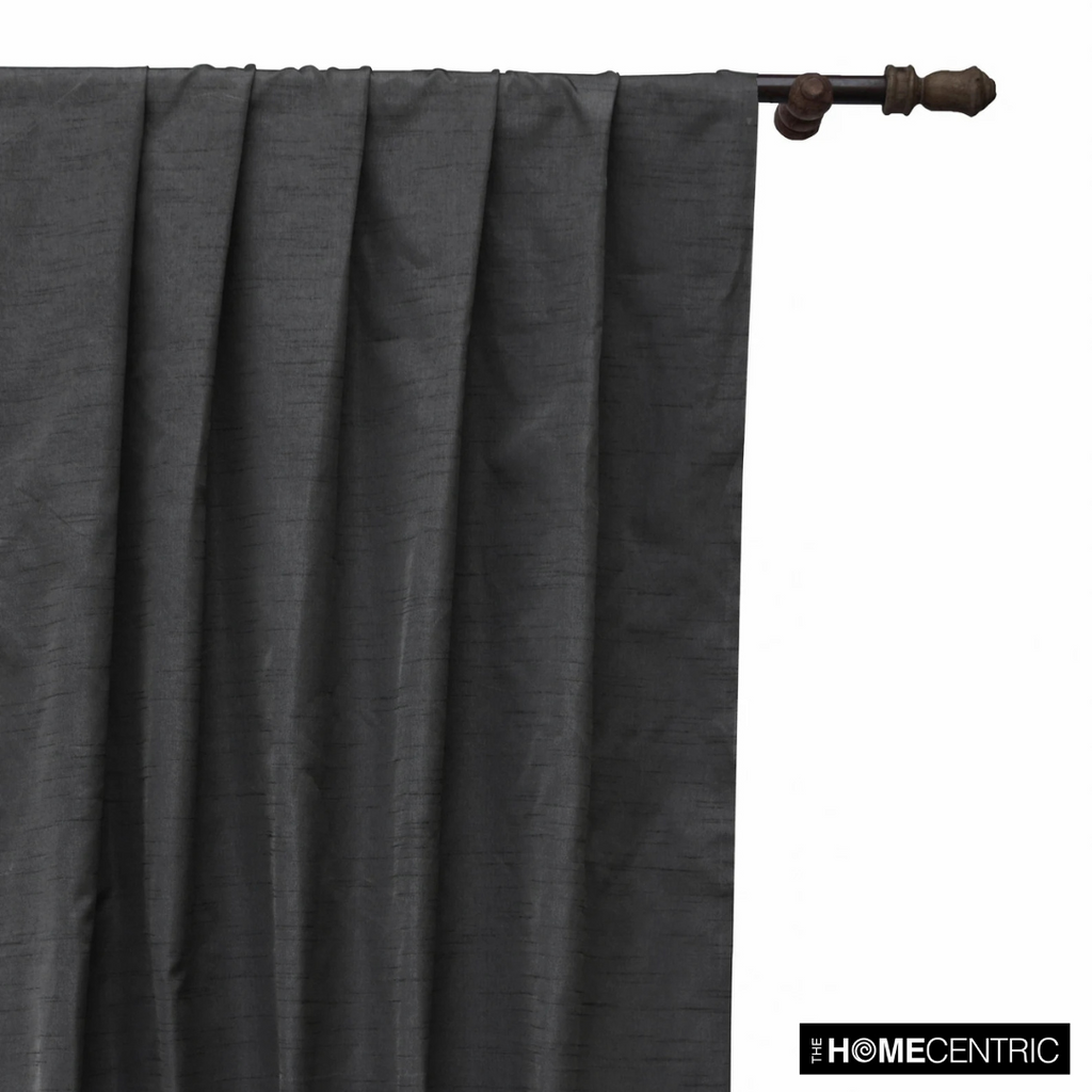 Charcoal Gray Art Silk / Faux Silk Fabric By The Metre