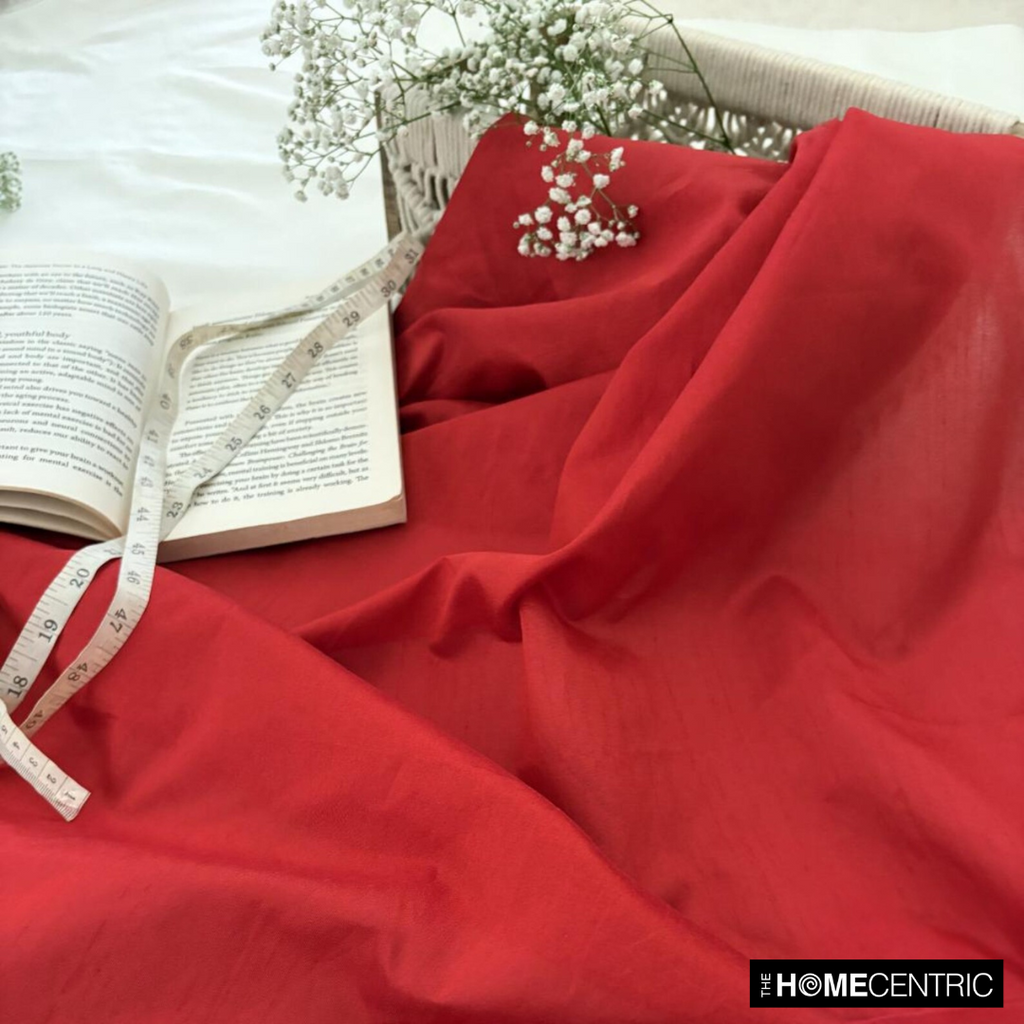 Blood Red Art Silk / Faux Silk Fabric By The Metre