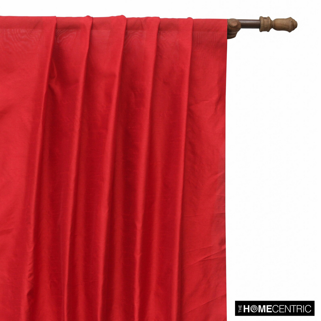 Blood Red Art Silk / Faux Silk Fabric By The Metre