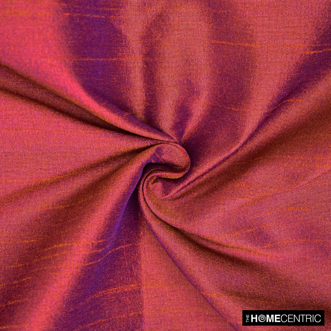Rust And Purple Faux Silk Fabric By The Metre