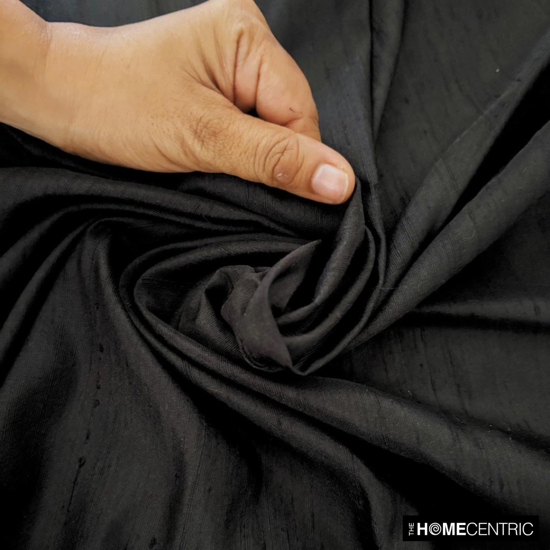 Black Silk Dupioni Fabric By The Metre