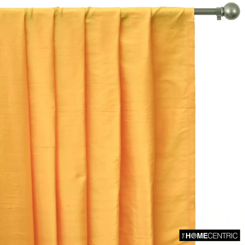 Bright Saffron Yellow Silk Dupioni Fabric By The Metre