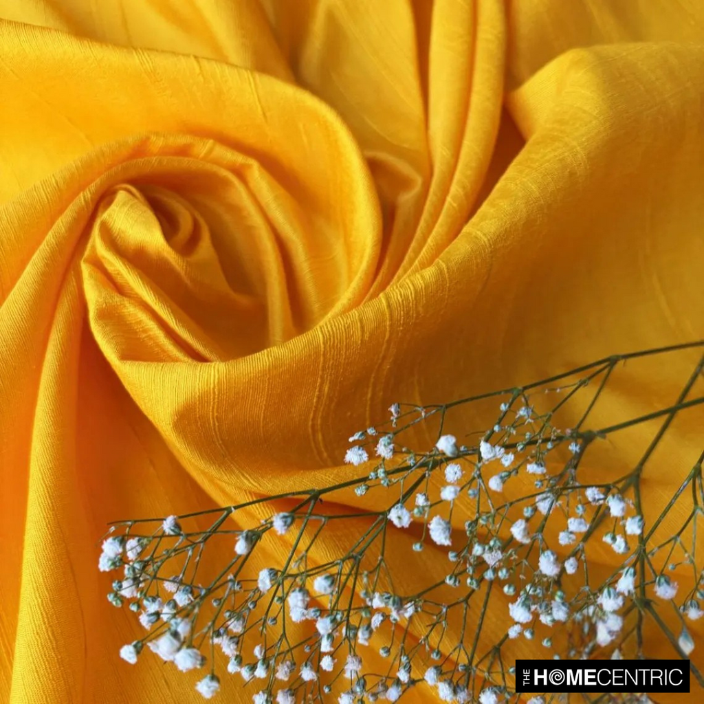 Bright Saffron Yellow Silk Dupioni Fabric By The Metre
