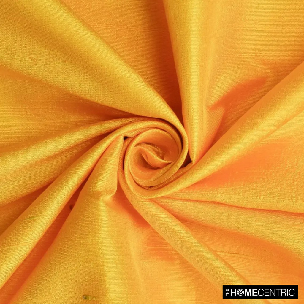 Bright Saffron Yellow Silk Dupioni Fabric By The Metre