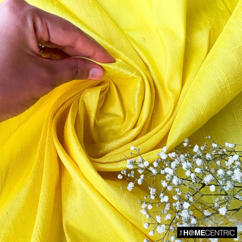 Bright Yellow Silk Dupioni Fabric By The Metre
