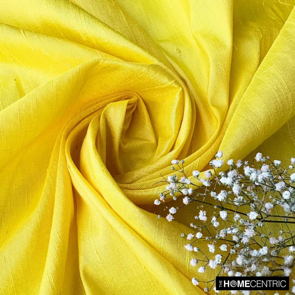 Bright Yellow Silk Dupioni Fabric By The Metre