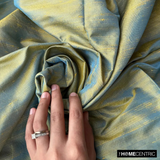 Turquoise, Gold Silk Dupioni Fabric By The Metre