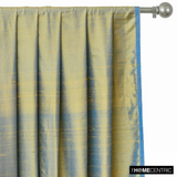Turquoise, Gold Silk Dupioni Fabric By The Metre