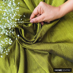 Olive Green Silk Dupioni Fabric By The Metre