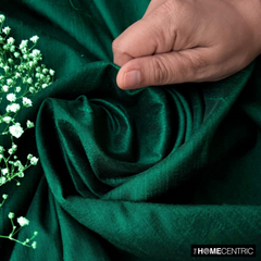Dark Green Silk Dupioni Fabric By The Metre