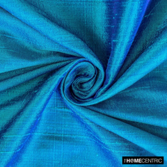 Blue, Turquoise Silk Dupioni Fabric By The Metre
