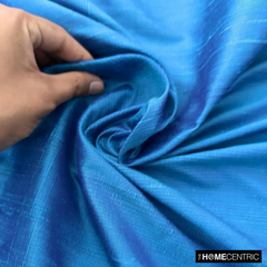 Blue, Turquoise Silk Dupioni Fabric By The Metre
