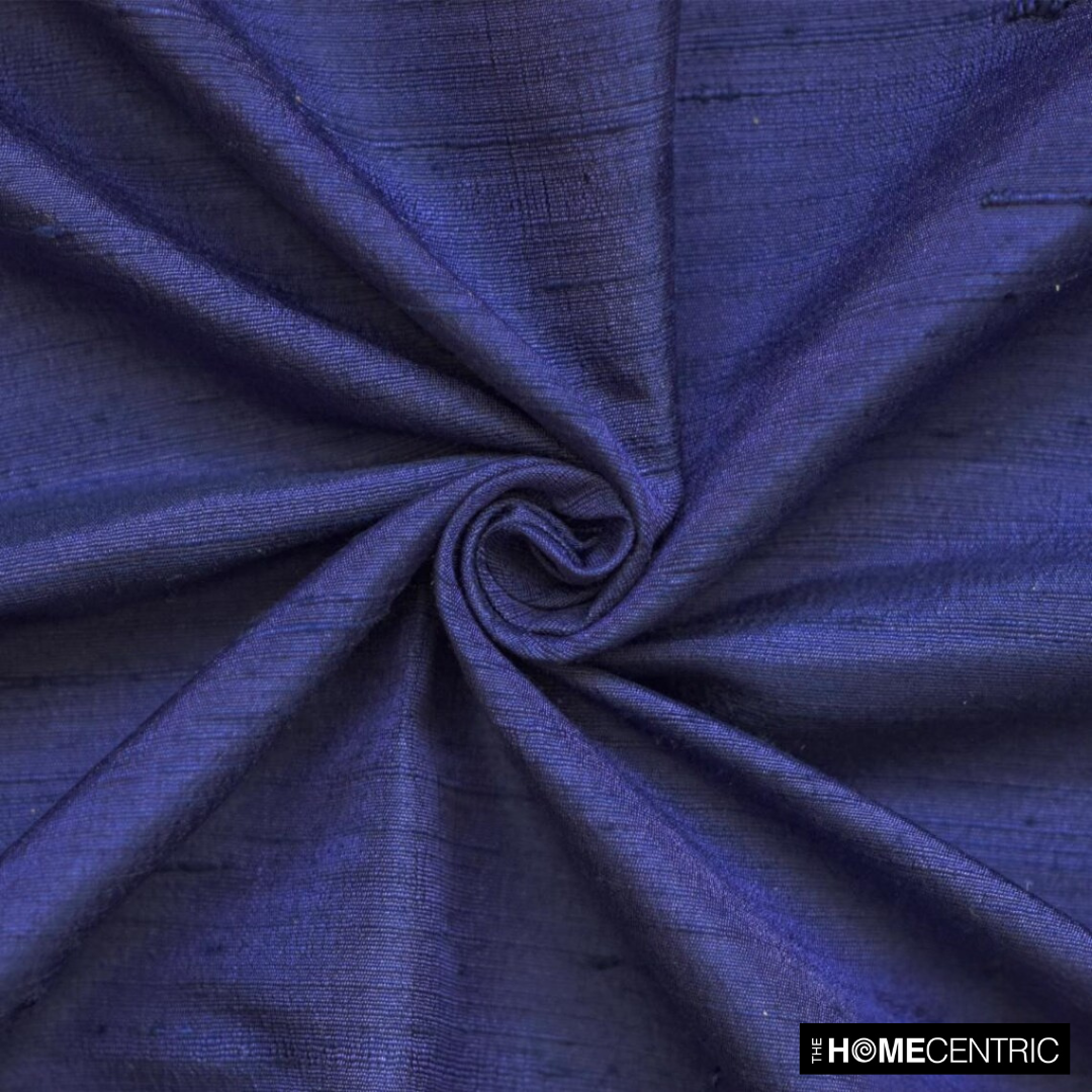 Dark Blue Silk Dupioni Fabric By The Metre