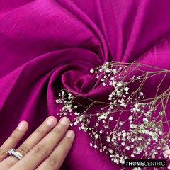 Dark Fuchsia Pink 100% Pure Silk Dupioni Fabric By The Metre