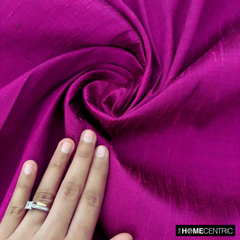 Dark Fuchsia Pink 100% Pure Silk Dupioni Fabric By The Metre