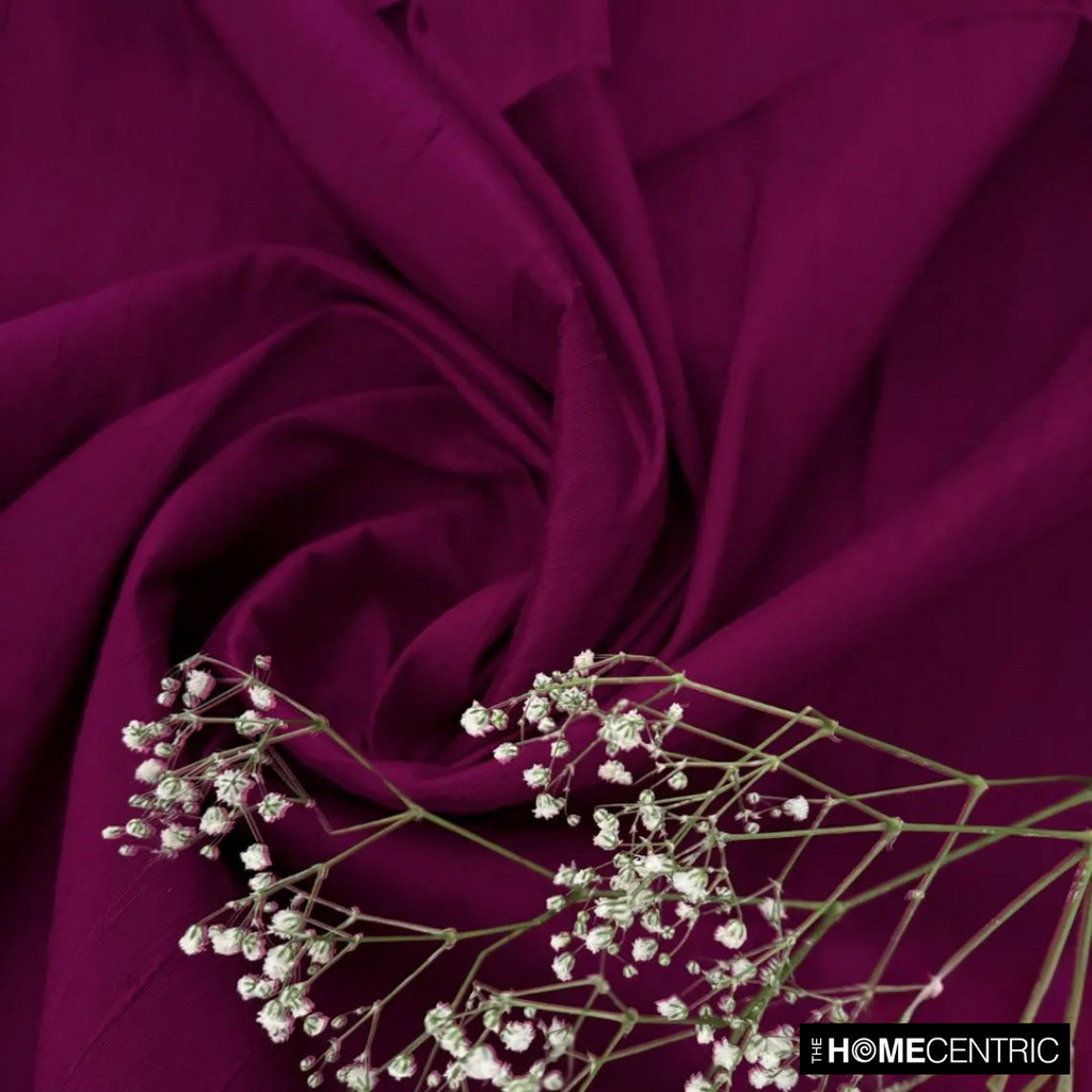 Burgundy 100% Pure Silk Dupioni Fabric By The Metre