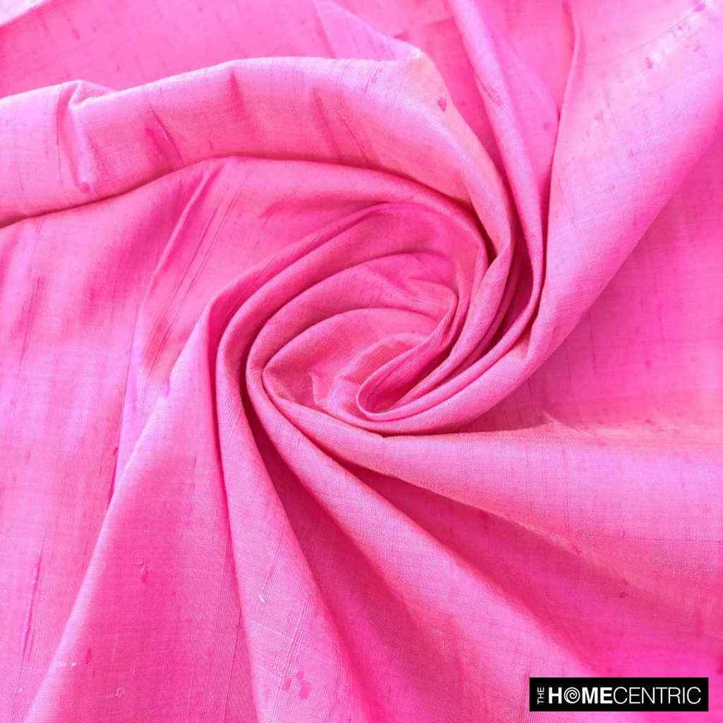 Bubblegum Pink 100% Pure Silk Dupioni Fabric By The Metre