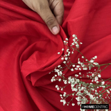 Blood Red 100% Pure Silk Dupioni Fabric By The Metre