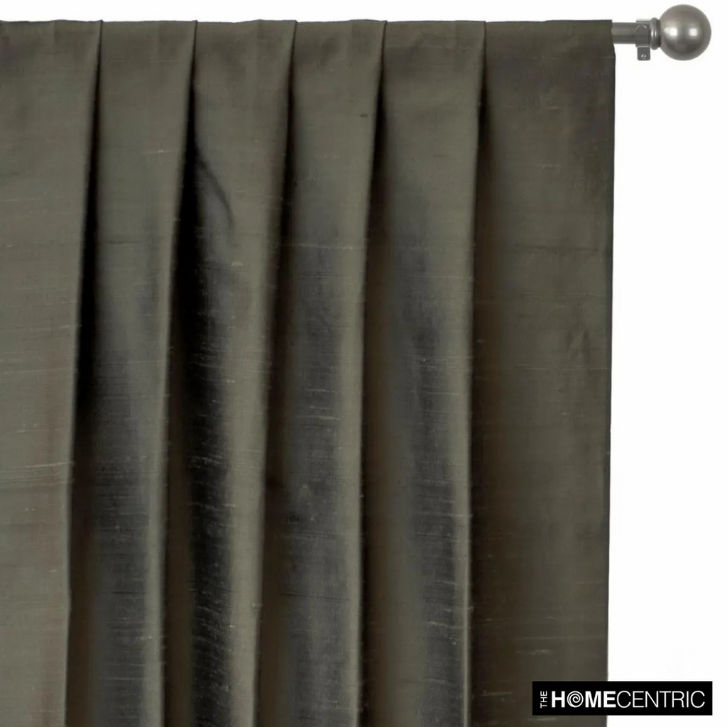 Taupe Green 100% Pure Silk Dupioni Fabric By The Metre