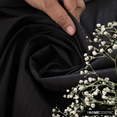 Black 100% Pure Silk Dupioni Fabric By The Metre