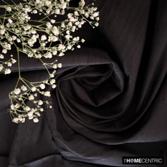 Black 100% Pure Silk Dupioni Fabric By The Metre