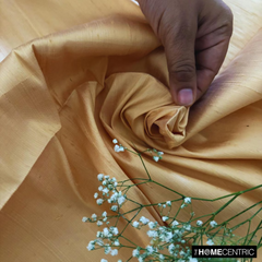 Light Gold 100% Pure Silk Dupioni Fabric By The Metre
