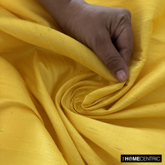 Bright Yellow 100% Pure Silk Dupioni Fabric By The Metre
