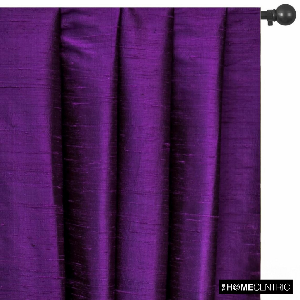 Bright Purple 100% Pure Silk Dupioni Fabric By The Metre