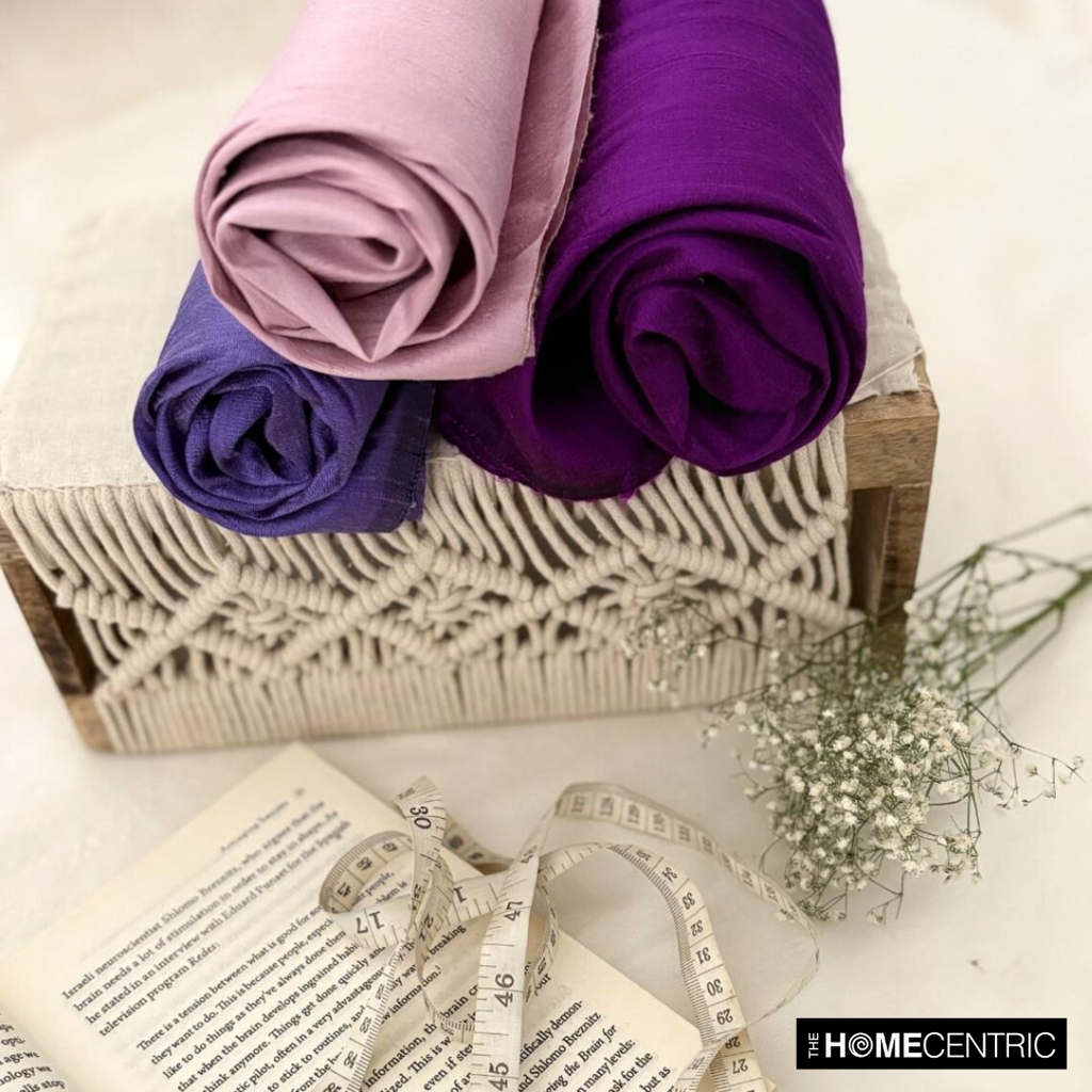 Bright Purple 100% Pure Silk Dupioni Fabric By The Metre