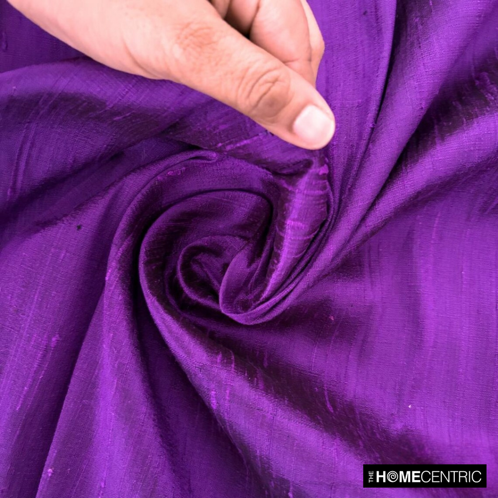 Bright Purple 100% Pure Silk Dupioni Fabric By The Metre
