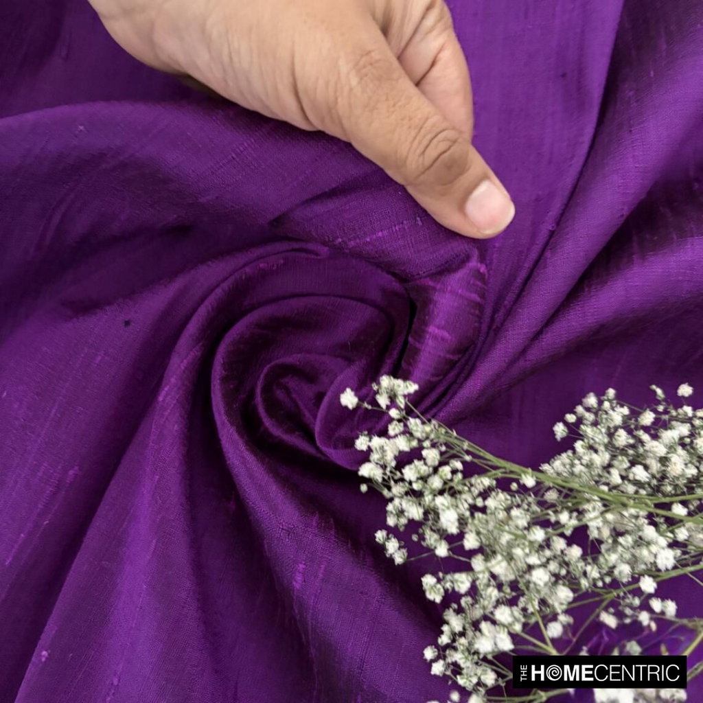 Bright Purple 100% Pure Silk Dupioni Fabric By The Metre